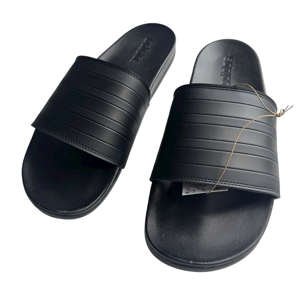 Adidas Mens 13/Womens 14 Adilette Comfort Slides Sandals Black/Black 3S - Picture 2 of 6